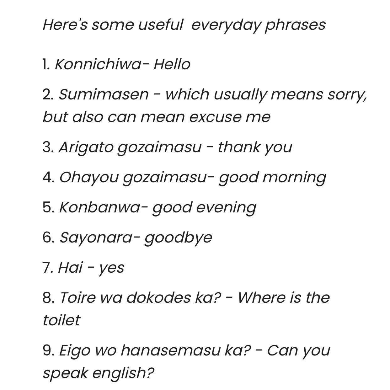 JAPANESE PHRASES